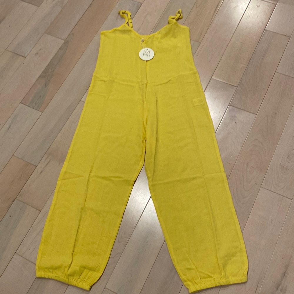 Suzie Kondi kids girls gauze cotton stretch yellow Harem jumpsuit